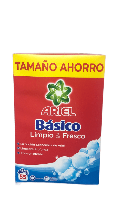 Detergente Ariel básico limpio y fresco 55 dosis